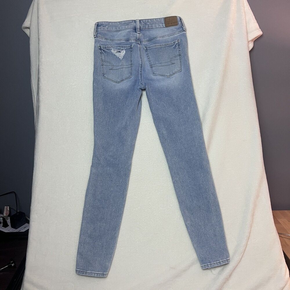American Eagle Dream Jean Women’s 4 Regular Light Wash Distressed Skinny Y2K - Picture 6 of 11